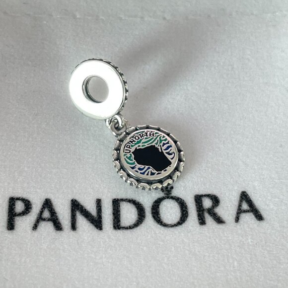 Michigan Genuine PANDORA Up North WJ Silver Dangle Charm - Picture 3 of 4